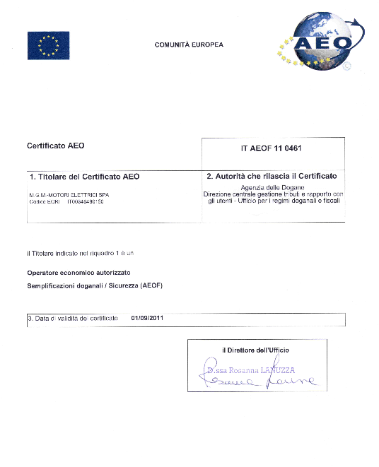 CERTIFICATION AEO